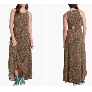 Toad&Co Dress Womens Size XS Sun Kissed Maxi Faux Wrap Slit Ditsy Floral Cut Out